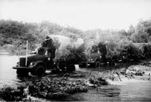 Trucks transporting goods to the campaign