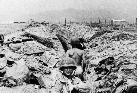 French soldiers inside a trench at Điện Biên Phủ